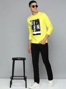 Flying Machine Men Yellow Graphic Printed Pure Cotton Sweatshirt