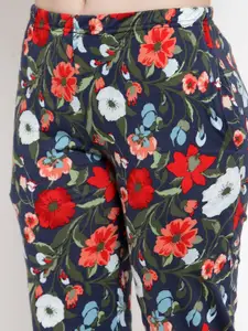 Claura Women Pink & Red Printed Night suit