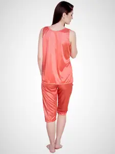 Claura Women Peach-Coloured Night Suit