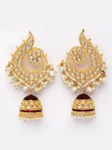 PANASH Gold-Toned Kundan Gold Plated Jhumkas Earrings