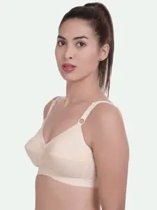 AROUSY Women Beige Solid Non Padded Cotton Bra