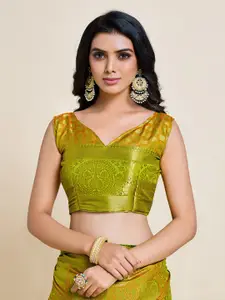 MIMOSA Lime Green & Yellow Woven Design Zari Art Silk Kanjeevaram Saree