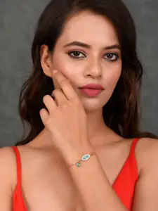 AQUASTREET Women Gold-Toned & Blue Crystals Gold-Plated Charm Bracelet