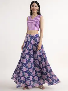 Pink Fort Purple Striped Crop Top