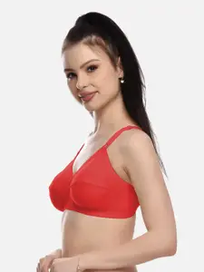 FIMS Red Cotton Blend Everyday Non-Padded Bra MTR_Cross_Bra_Red_B