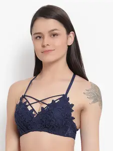 BRACHY Blue Floral Heavily Padded Non-Wired Bralette Bra