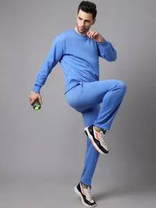 MACK JONNEY Men Blue Solid Track Suit