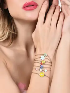 AMI Women Set of 7 Gold-Toned & Yellow Gold-Plated Wraparound Bracelet