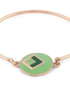 AMI Women Set Of 3 Gold-Toned & Green Enamelled Gold-Plated Wraparound Bracelet