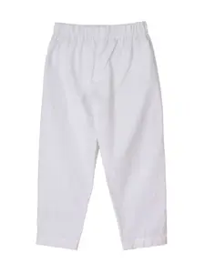 My Little Lambs Boys Blue & White Printed Kurta with Pyjamas