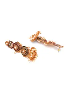 KARATCART Gold-Plated & Maroon Classic Jhumkas Earrings