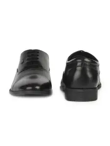 Liberty Men Black Solid Leather Formal Derby Shoes
