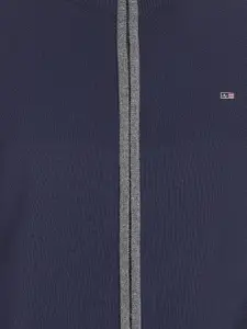 Arrow Sport Men Blue & Grey Mock collar Cardigan