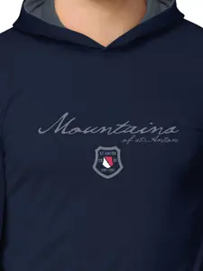 BULLMER Pack of 2 Men Grey Printed Hooded Sweatshirt