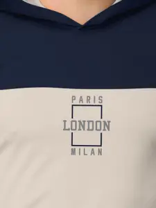 BULLMER Men Pack of 2 Taupe & Navy Blue Printed Hooded Sweatshirt