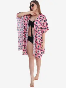 Beau Design Women Floral Print Swim Cover Up Shrug