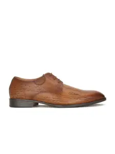 Bata Men Tan Solid Leather Formal Derbys