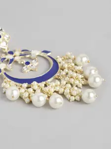 Peora Blue Classic Stone Studded & Beaded Chandbalis Earrings