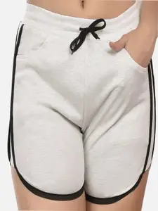 StyFun Women Grey Cotton Blend Solid Sports Bra & Shorts Lingerie Set