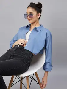 CHIMPAAANZEE Women Blue Relaxed Casual Shirt