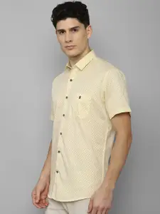 Louis Philippe Sport Men Yellow Slim Fit Printed Pure Cotton Casual Shirt