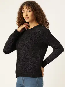 Madame Women Solid Shimmery Sweater