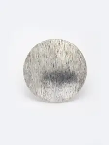 PANASH Women Oxidised Silver-Toned Circular Shaped Oversize Finger Ring