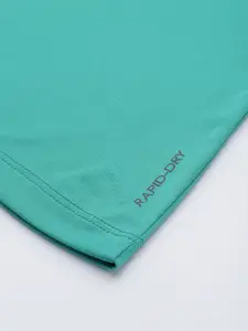 HRX by Hrithik Roshan Men Turquoise Blue & Black Typography Printed T-shirt