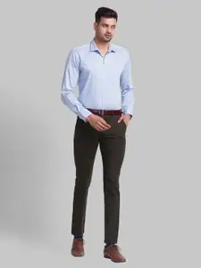 Park Avenue Men Blue Slim Fit Printed Organic Cotton Formal Shirt