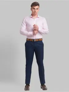 Park Avenue Men Pink Slim Fit Striped Organic Cotton Formal Shirt