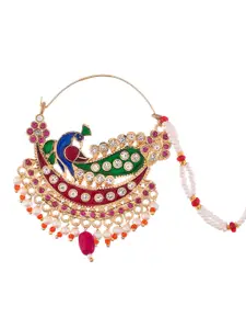 Silvermerc Designs Red & White Gold-Plated Cubic Zirconia Nose Ring