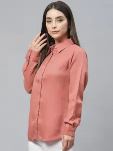 Cottinfab Women Rust Red Formal Shirt