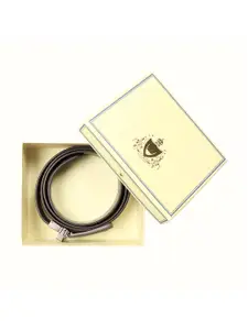 Hidesign Men Tan Brown Textured Reversible Leather Belt