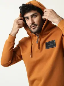RARE RABBIT Men Hoodwin Slim Fit Rust Hooded Sweatshirt