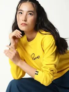 RAREISM Women Yellow Printed Sweatshirt