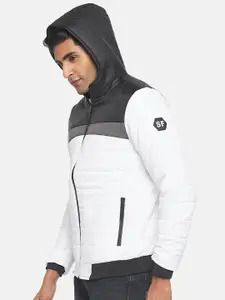 SF JEANS by Pantaloons Men White Black Colourblocked Puffer Jacket