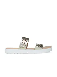 Forever Glam by Pantaloons Women Textured Open Toe Flats with Laser Cuts