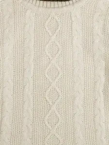 Pantaloons Junior Boys Off White Cable Knit Pullover Sweater