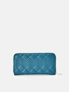 Forever Glam by Pantaloons Women Geometric Textured Quilted PU Zip Around Wallet