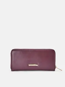 Forever Glam by Pantaloons Women Lavender Textured PU Zip Around Wallet
