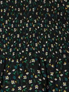 People Black Floral Print Peplum Top