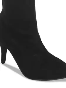 Truffle Collection Women Black Solid Ankle Length stiletto  Boots