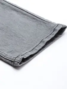 The Indian Garage Co Men Grey Slim Fit Light Fade Printed Stretchable Jeans