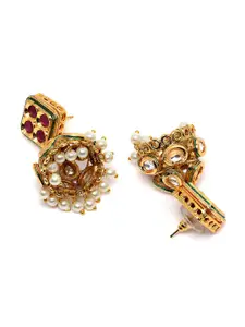 KARATCART Red Gold-Plated Classic Jhumkas Earrings