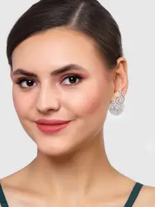 KARATCART Silver-Plated & White Cubic Zirconia Classic Studs Earrings