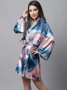Claura Blue Printed Nightdress