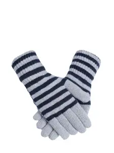 LOOM LEGACY Men Grey & Blue Acrylic Hand Gloves