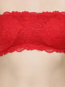 N-Gal Red Floral Bandeau Bra Lightly Padded