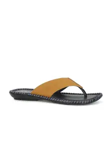 PRIVO by Inc.5 Men Tan & Black Leather Comfort Sandals