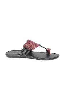 PRIVO by Inc.5 Men Red & Black Leather Comfort Sandals